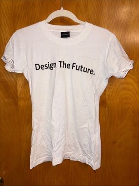 Design The Future. White Graphic Tee OSU sleeves
